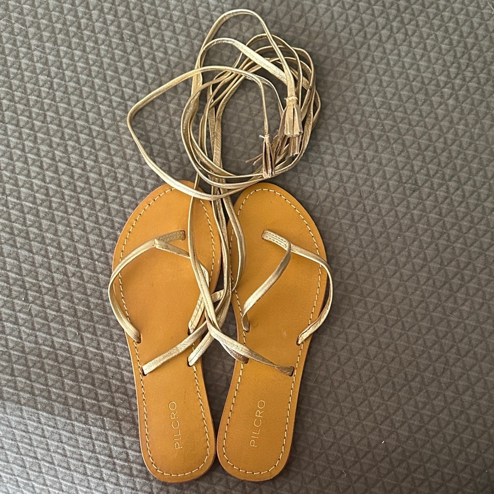 Pilcro Women's Gold and Tan Sandals